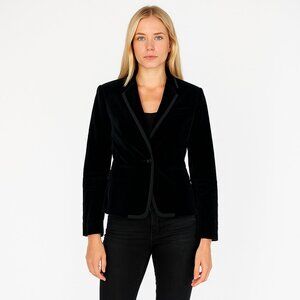 2/$30 Banana Republic Velvet Tuxedo Blazer Suit Jacket Black 4 #BAG8